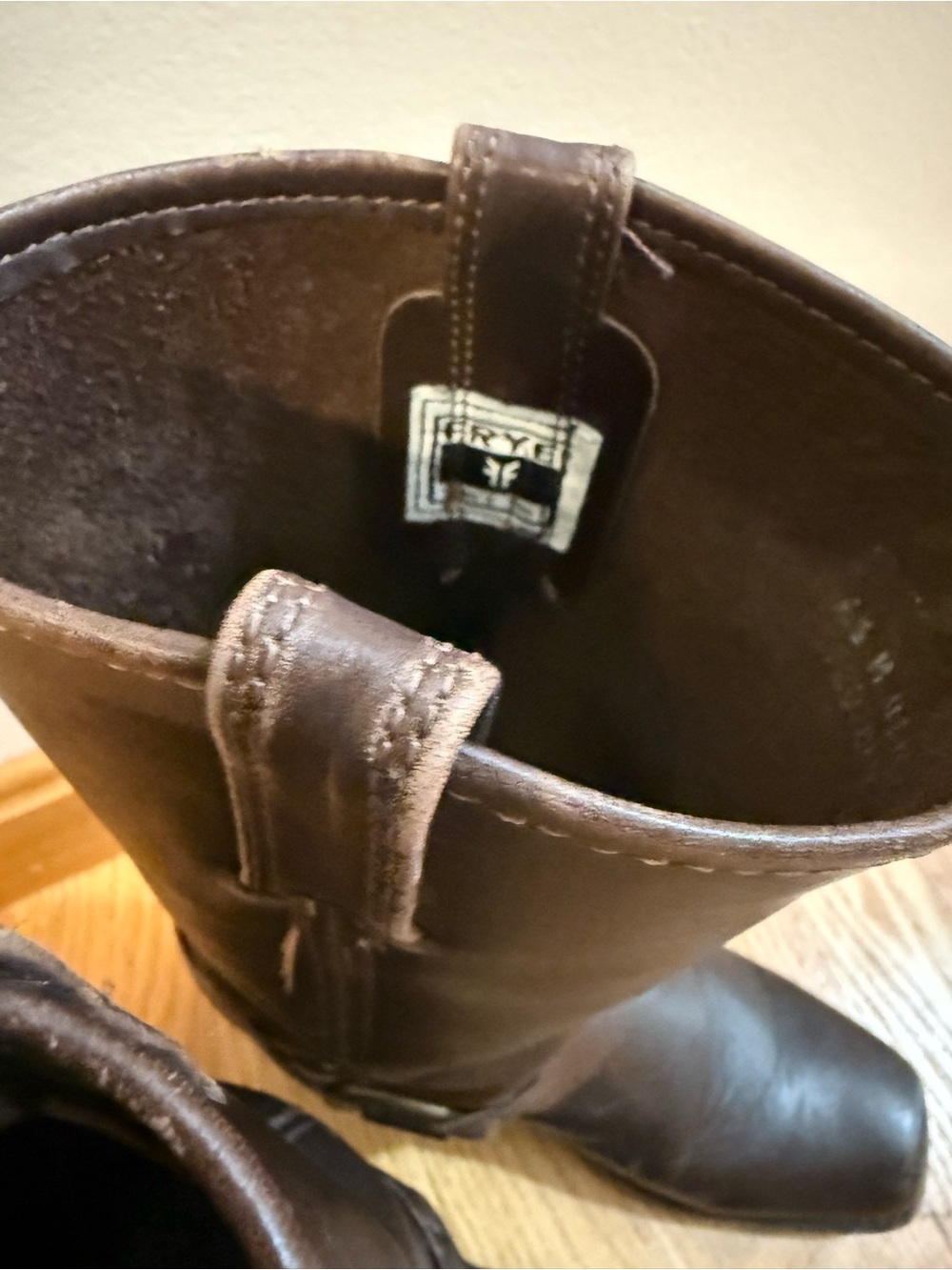 FRYE Harness Brown Leather Boots 6.5 - Picture 5 of 10